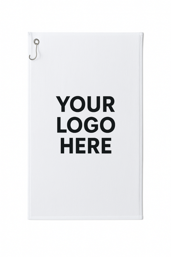 Promotional Golf towel with custom company logo printed on microfiber