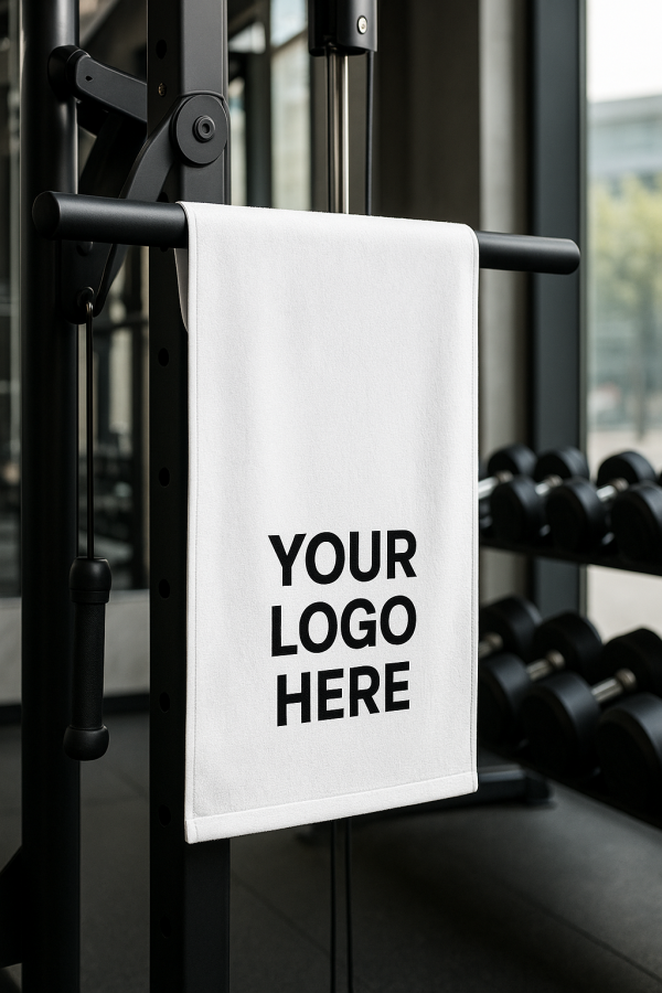 Promotional Gym towel with custom company logo printed on microfiber